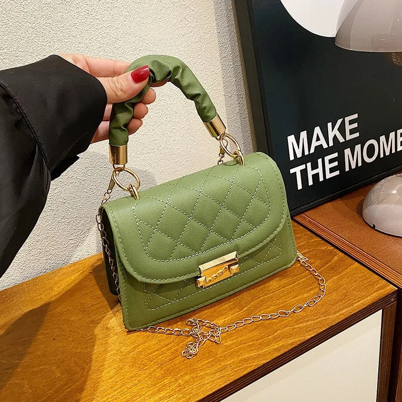 Korean Diamond Lattice Shoulder Small Women's Messenger