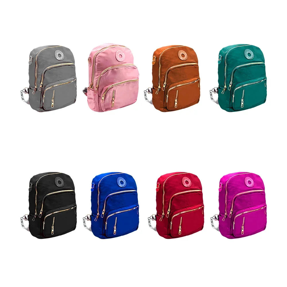 Medium backpack with 4 compartments + printed handle, assorted colors