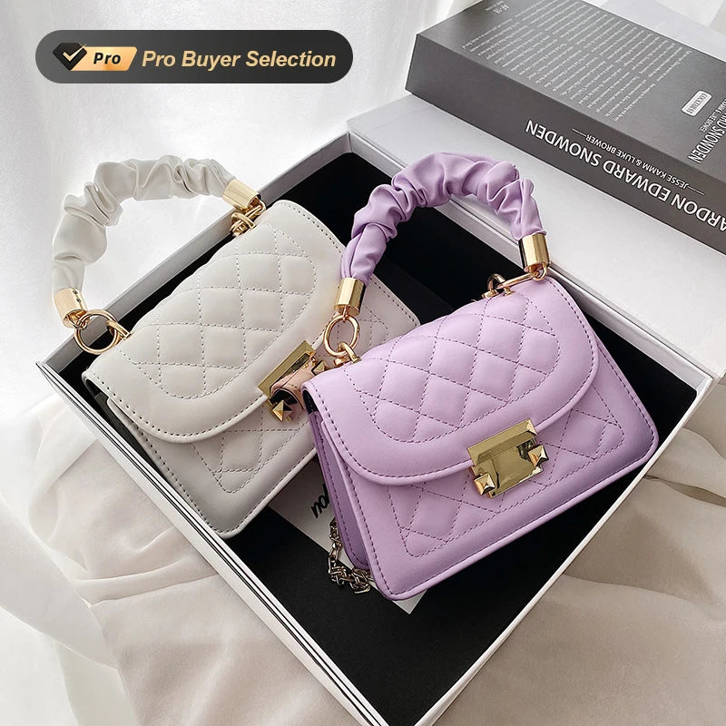 Korean Diamond Lattice Shoulder Small Women's Messenger