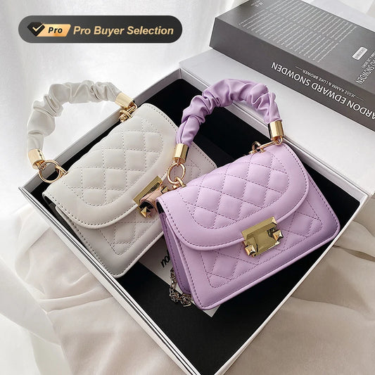 Korean Diamond Lattice Shoulder Small Women's Messenger