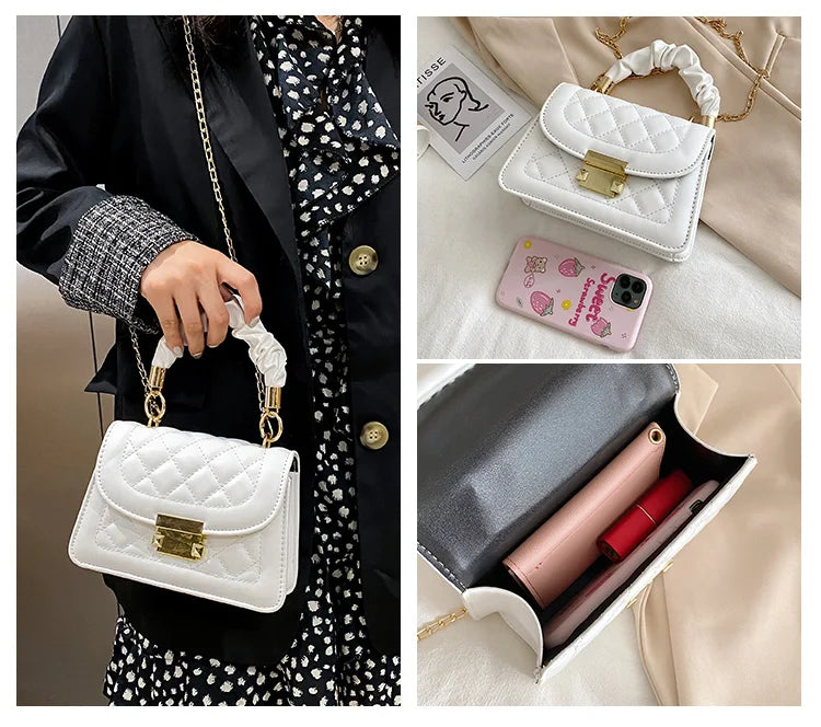Korean Diamond Lattice Shoulder Small Women's Messenger
