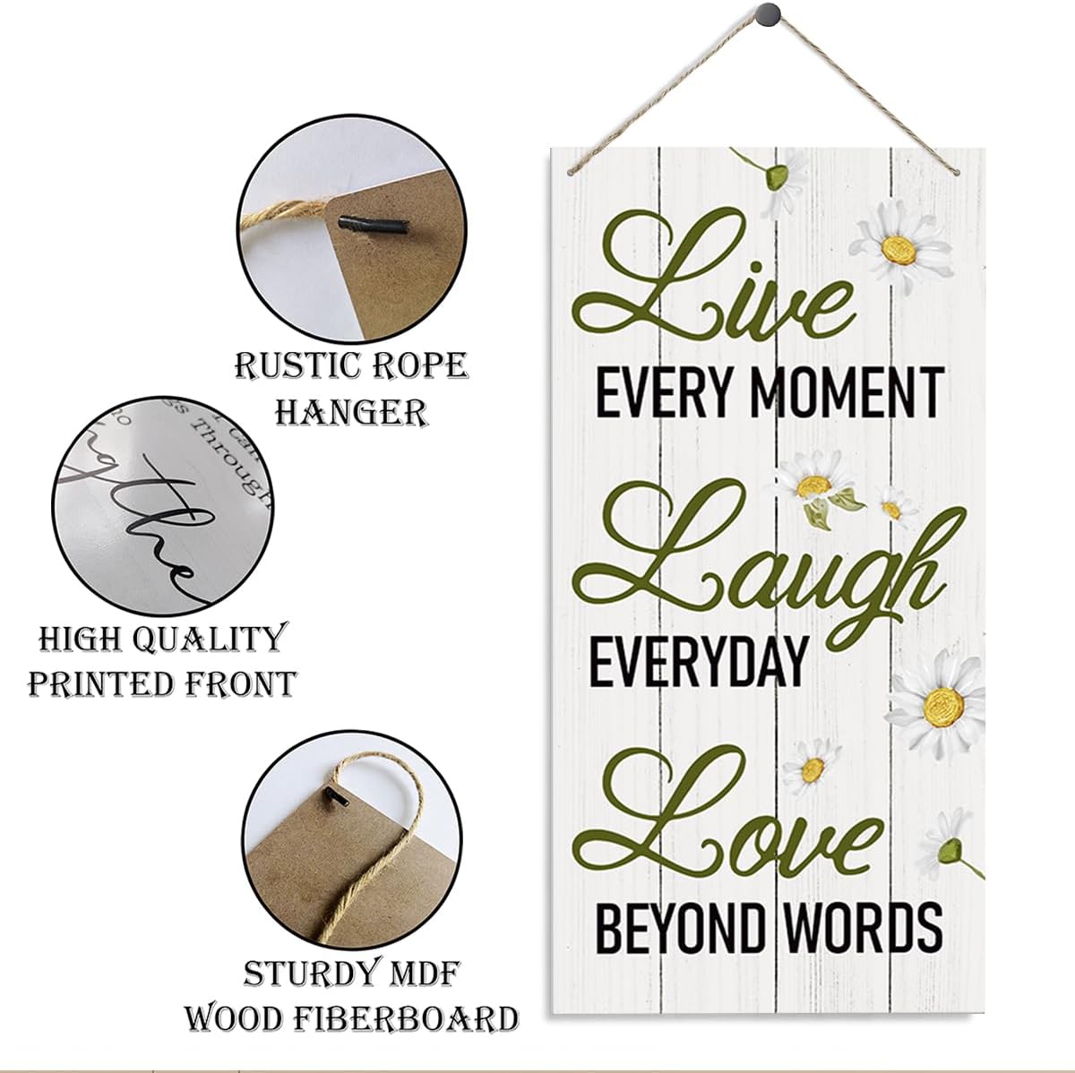 Live Laugh Love Inspirational Wood Sign