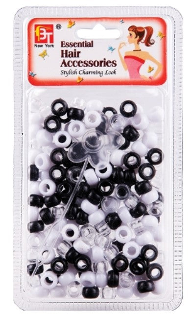 Beads Black, Clear & White with tool
